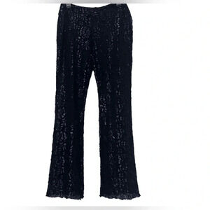 Vintage Betsey Johnson lace floral flare metallic pants party grunge small